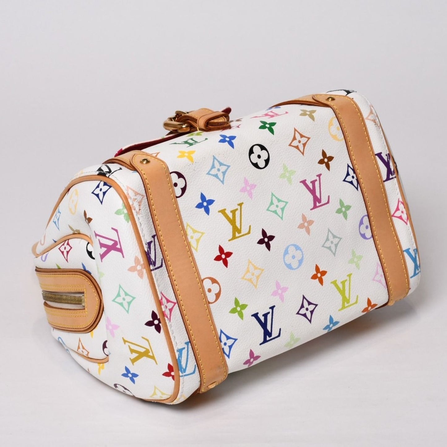 Louis Vuitton Murakami Priscilla Multicolor White M40096 Rare Monogram Handbag Takashi Murakami LV