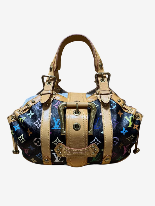 Louis Vuitton Murakami Theda GM Multicolor Noir Rare Harness Bag Black Monogram Takashi Murakami LV
