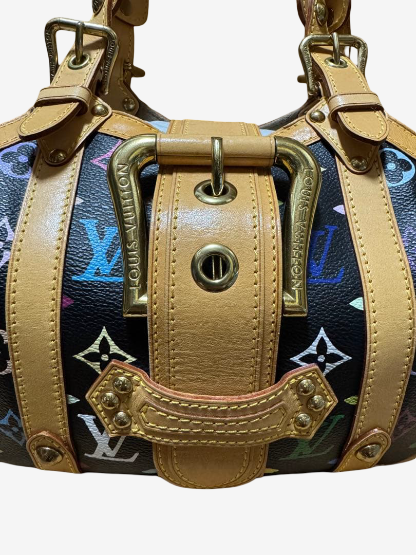 Louis Vuitton Murakami Theda GM Multicolor Noir Rare Harness Bag Black Monogram Takashi Murakami LV