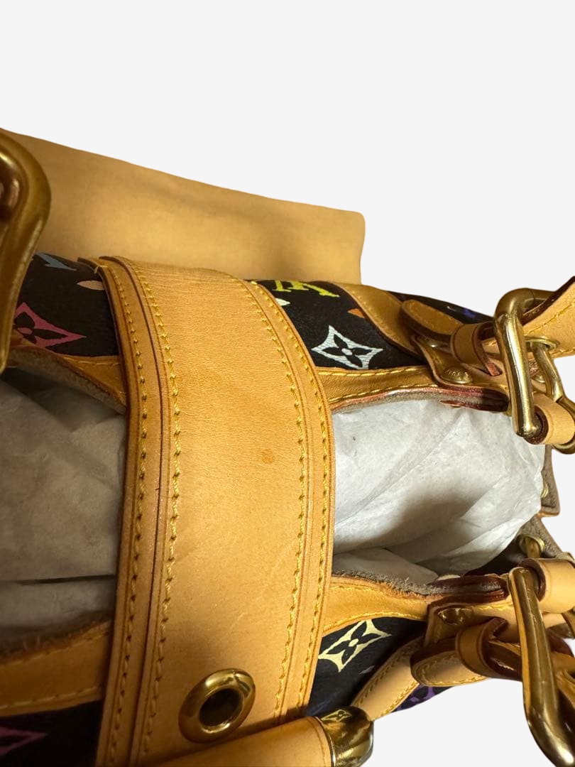 Louis Vuitton Murakami Theda GM Multicolor Noir Rare Harness Bag Black Monogram Takashi Murakami LV