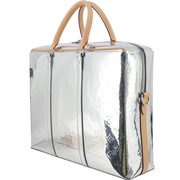 Louis Vuitton Neo PDV Mirror Briefcase M58755 – Silver Monogram Mirror Canvas · Vachetta Handles · Large Men’s Business Bag · RFID Tag · S Rank