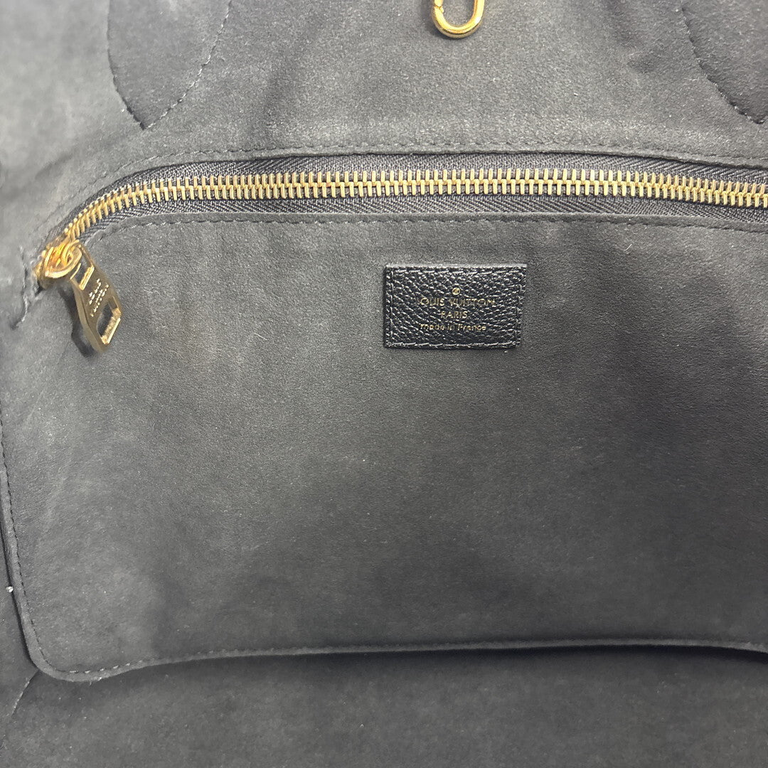 Louis Vuitton Neverfull MM M58907 Bicolor Monogram Empreinte Black Beige Leather Tote with Pouch