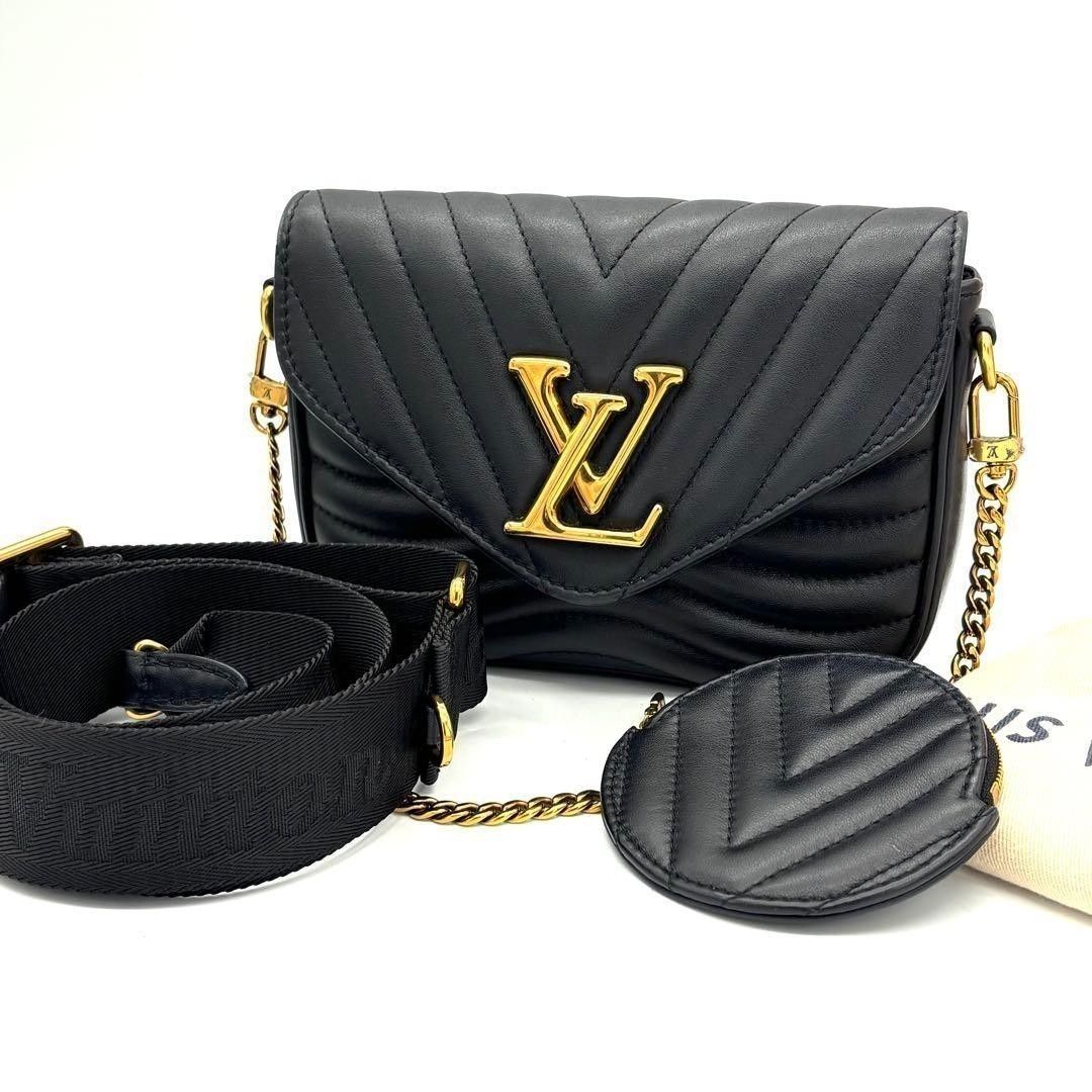 Louis Vuitton New Wave Multi Pochette M56461 Black Quilted Calfskin 3Way Shoulder Bag