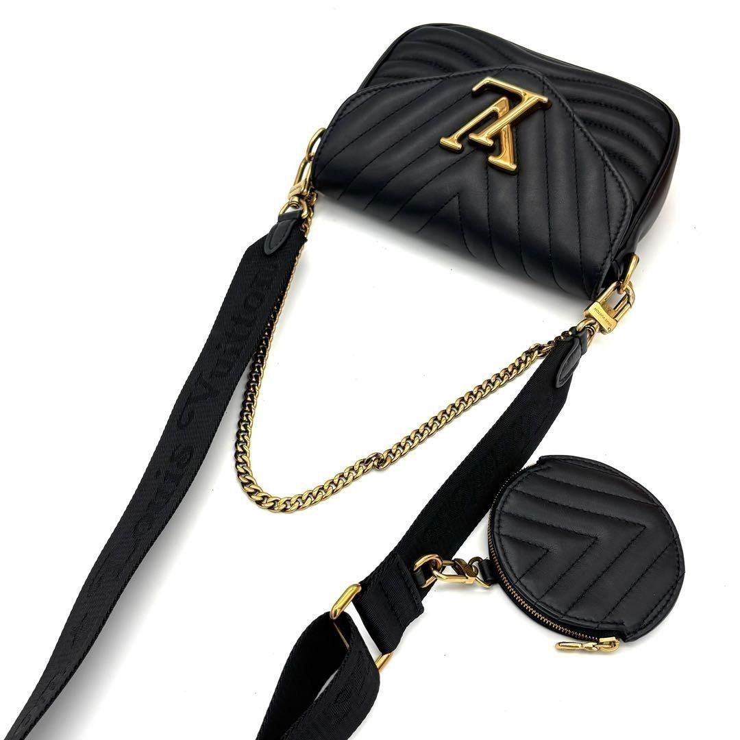 Louis Vuitton New Wave Multi Pochette M56461 Black Quilted Calfskin 3Way Shoulder Bag