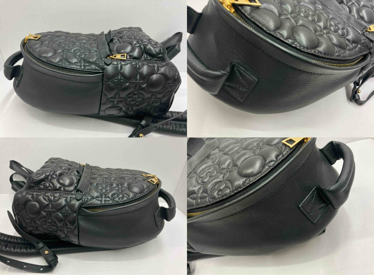Louis Vuitton Palm Springs Backpack PM M54772 Monogram Flower Malletage Black Leather Backpack