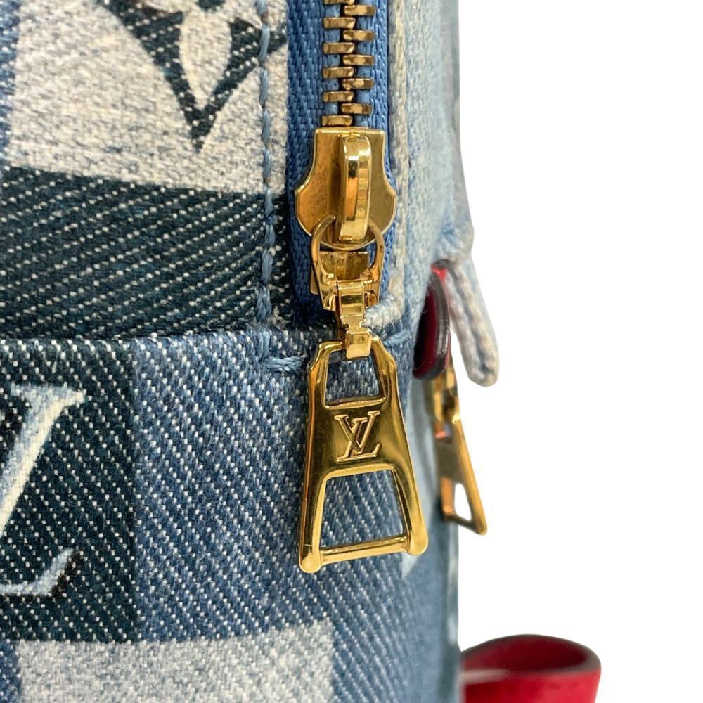 Louis Vuitton Palm Springs Mini M45043 Monogram Denim Patchwork Backpack Blue Red