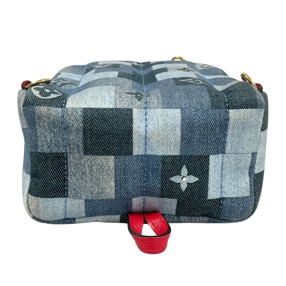 Louis Vuitton Palm Springs Mini M45043 Monogram Denim Patchwork Backpack Blue Red