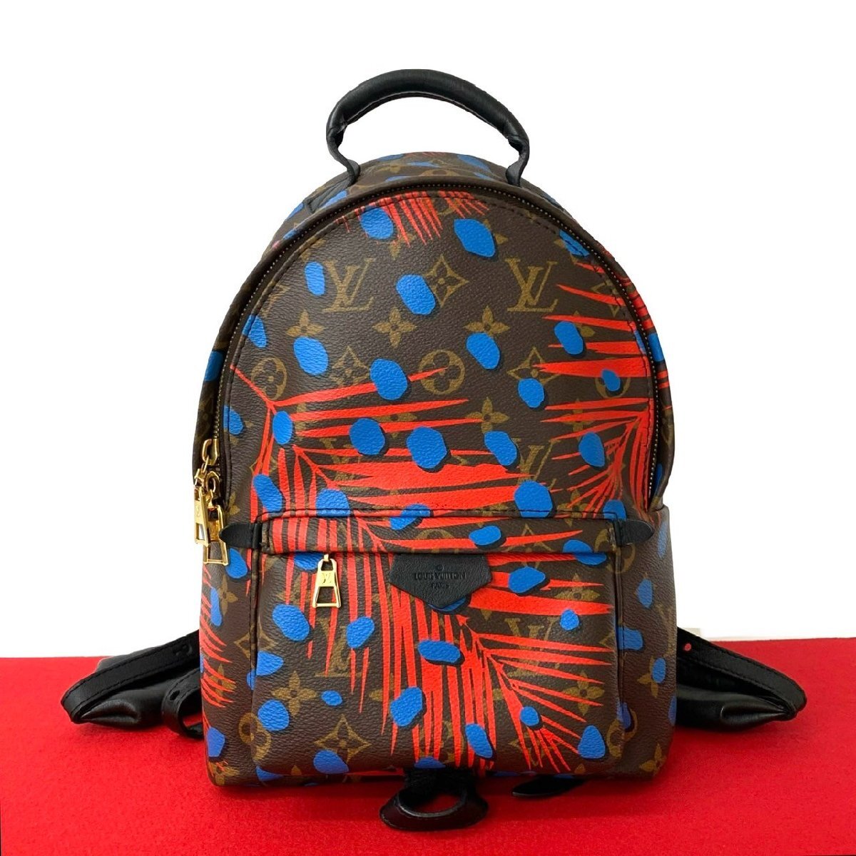 Louis Vuitton Palm Springs PM Jungle Dots Monogram Backpack 2016 Limited Edition Brown Red Blue