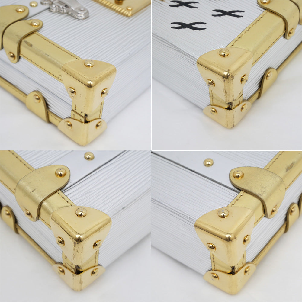 Louis Vuitton Petite Malle Shoulder Bag M54652 – Metallic Silver Épi Leather · Gold Hardware Accents · Italy-Made Mini Trunk Icon · AB Rank