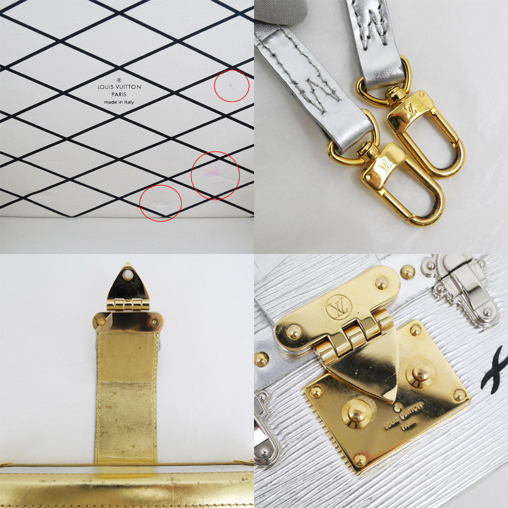 Louis Vuitton Petite Malle Shoulder Bag M54652 – Metallic Silver Épi Leather · Gold Hardware Accents · Italy-Made Mini Trunk Icon · AB Rank