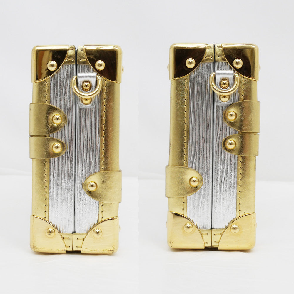 Louis Vuitton Petite Malle Shoulder Bag M54652 – Metallic Silver Épi Leather · Gold Hardware Accents · Italy-Made Mini Trunk Icon · AB Rank