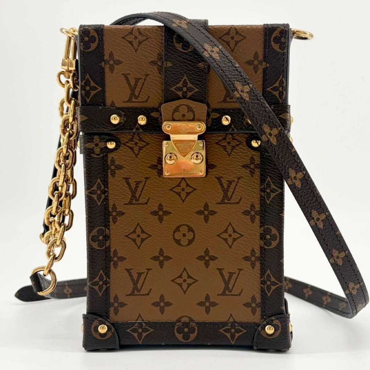 Louis Vuitton Pochette Trunk Vertical M67873 Monogram Reverse Chain Shoulder Bag