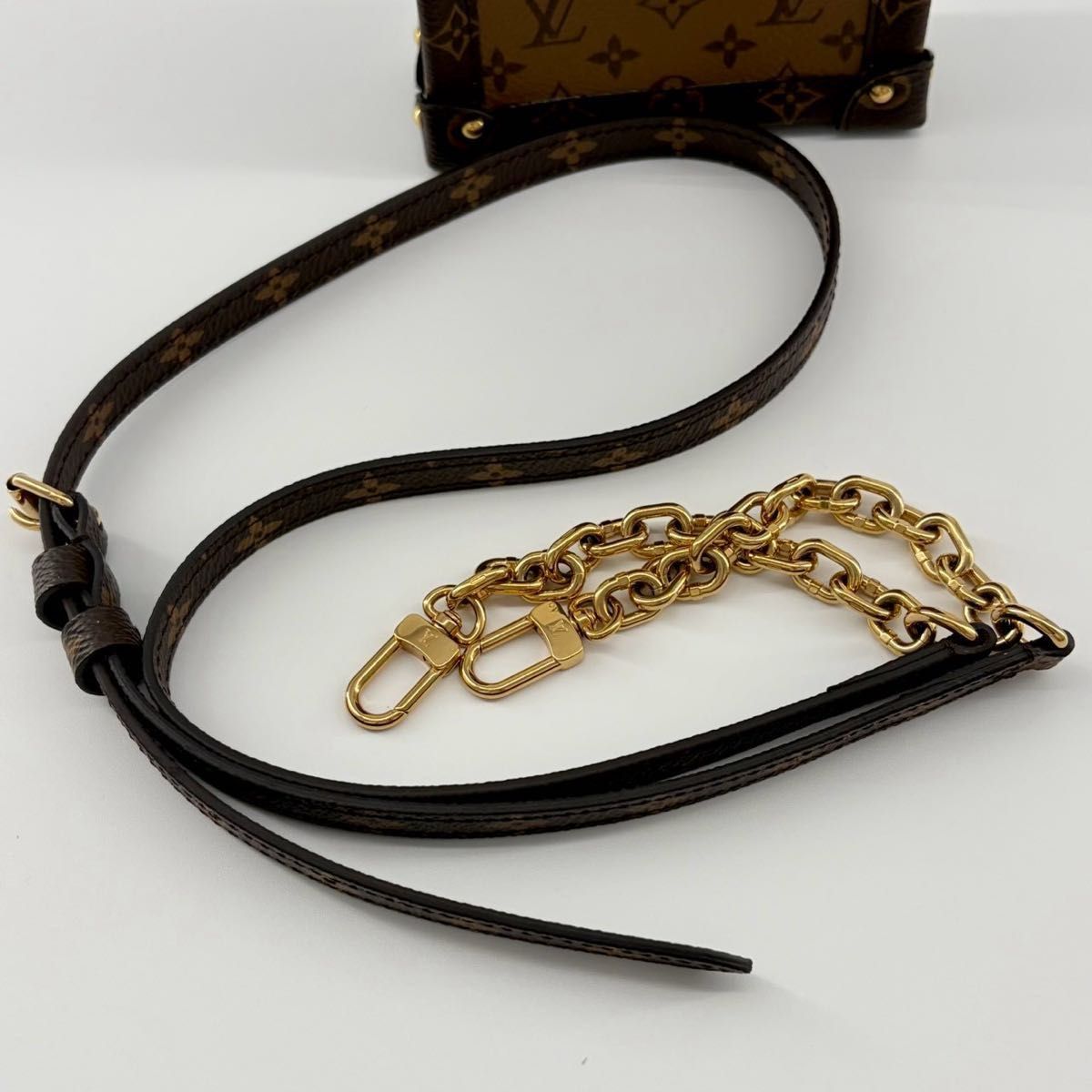 Louis Vuitton Pochette Trunk Vertical M67873 Monogram Reverse Chain Shoulder Bag