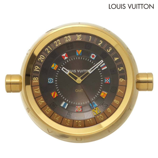 Louis Vuitton Q1Q040 Tambour Dual Time Table Clock Trunk Monogram GMT