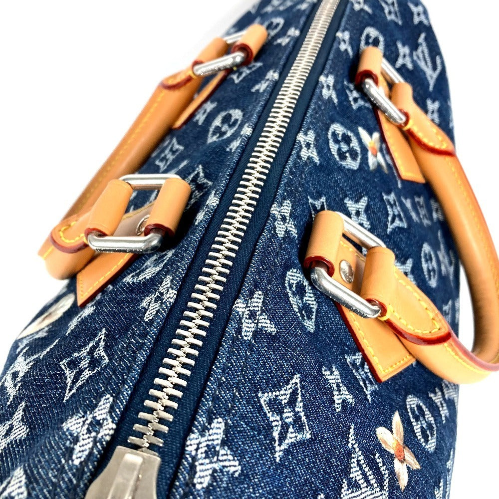 Louis Vuitton Speedy 30 Bandouliere M27556 Monogram Flowers Denim Embroidered Blue Bag