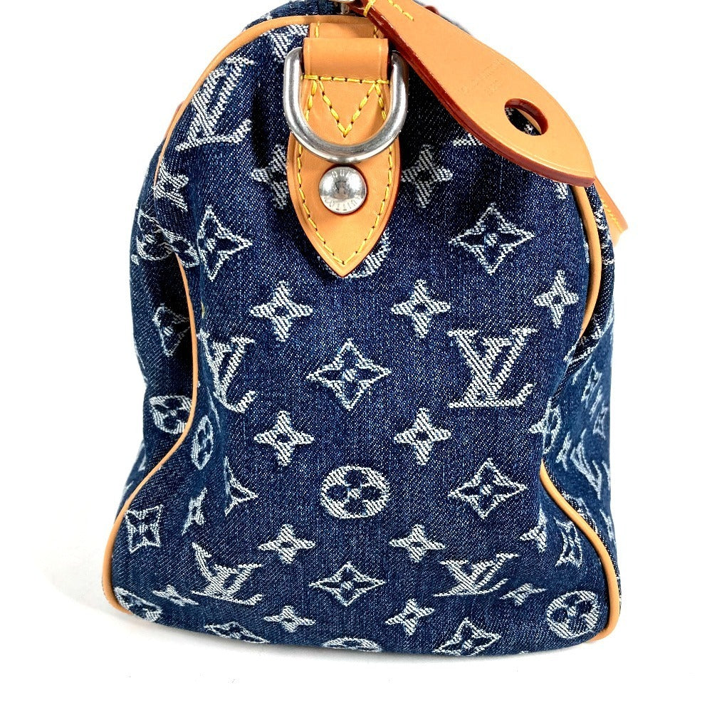 Louis Vuitton Speedy 30 Bandouliere M27556 Monogram Flowers Denim Embroidered Blue Bag
