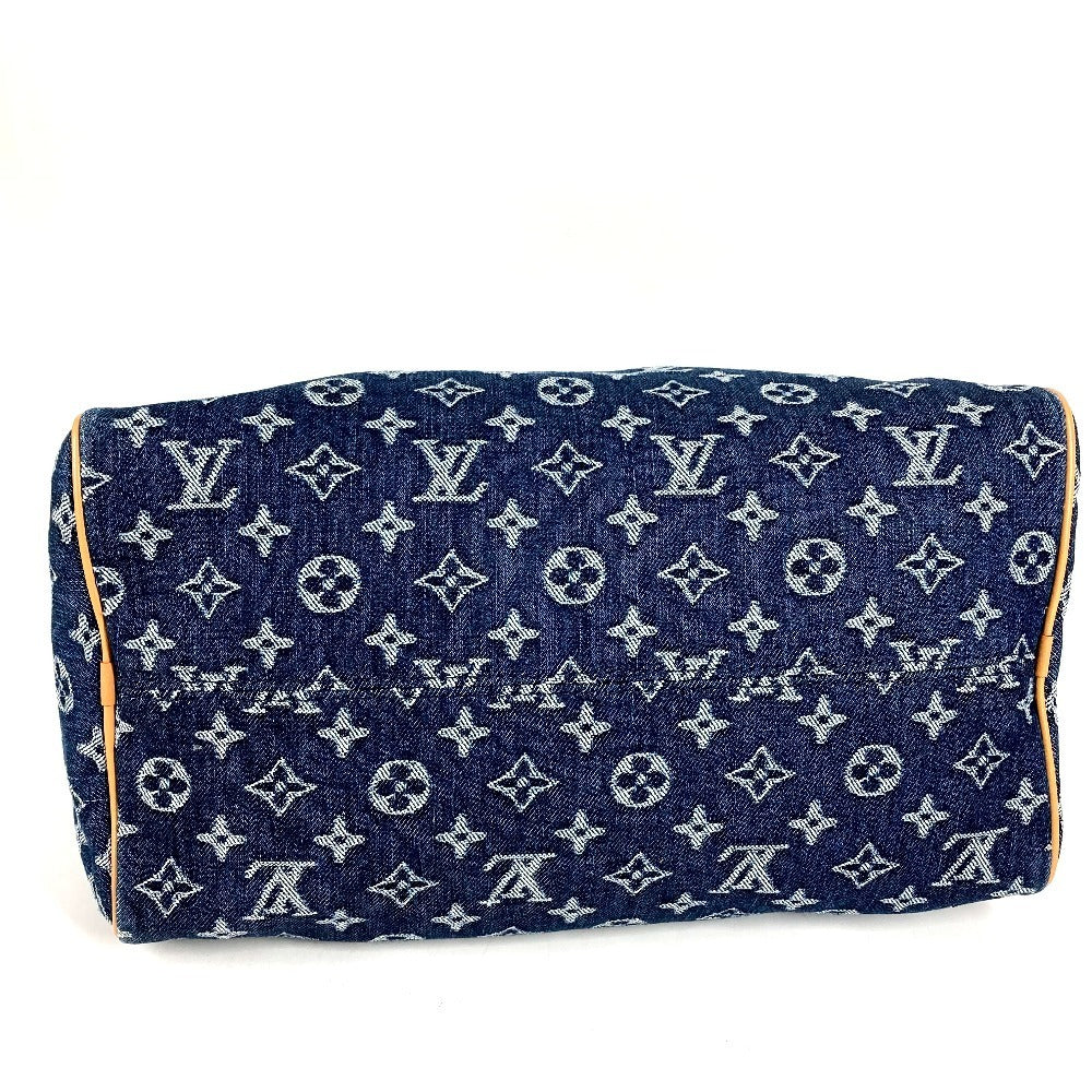 Louis Vuitton Speedy 30 Bandouliere M27556 Monogram Flowers Denim Embroidered Blue Bag