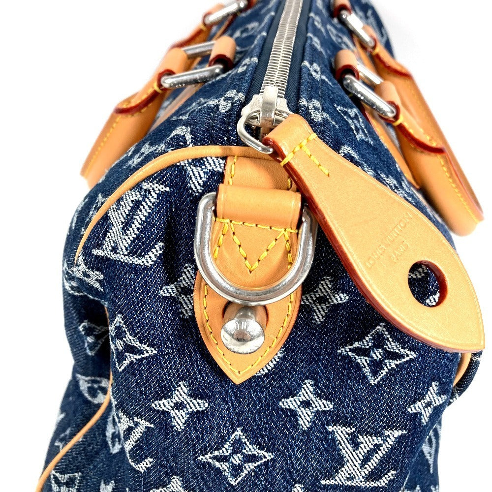 Louis Vuitton Speedy 30 Bandouliere M27556 Monogram Flowers Denim Embroidered Blue Bag