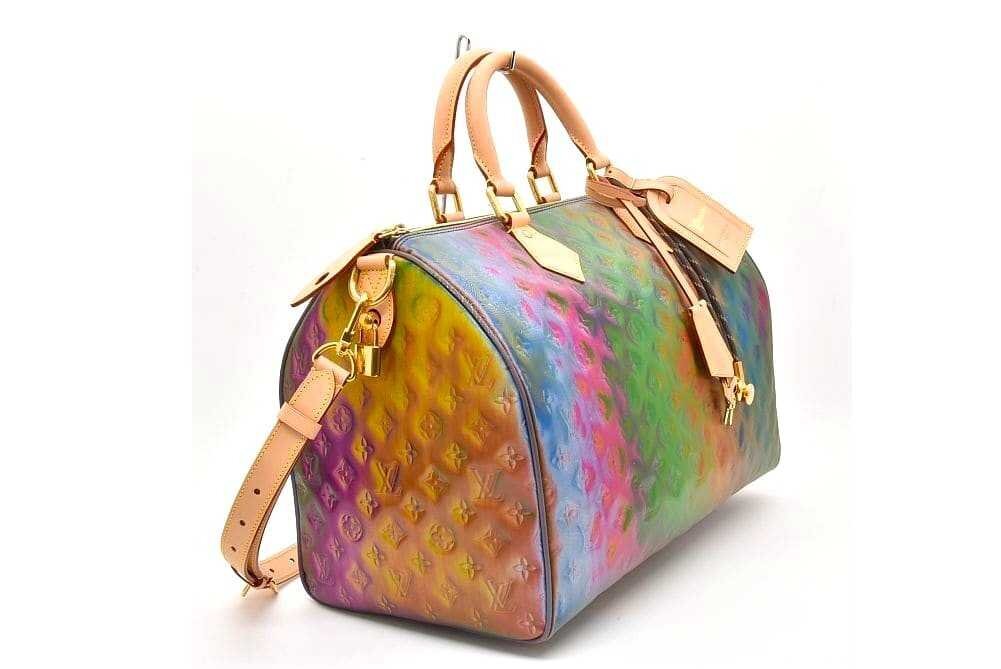 Louis Vuitton Speedy 40 Bandouliere M14137 Multicolor Monogram Vinyl-Coated Canvas Travel Bag