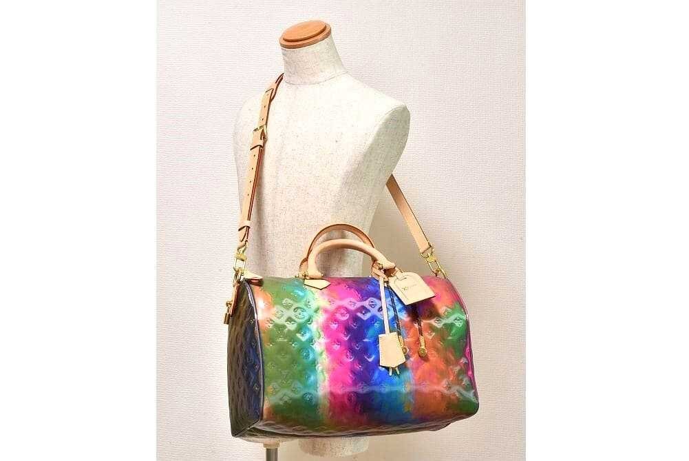 Louis Vuitton Speedy 40 Bandouliere M14137 Multicolor Monogram Vinyl-Coated Canvas Travel Bag