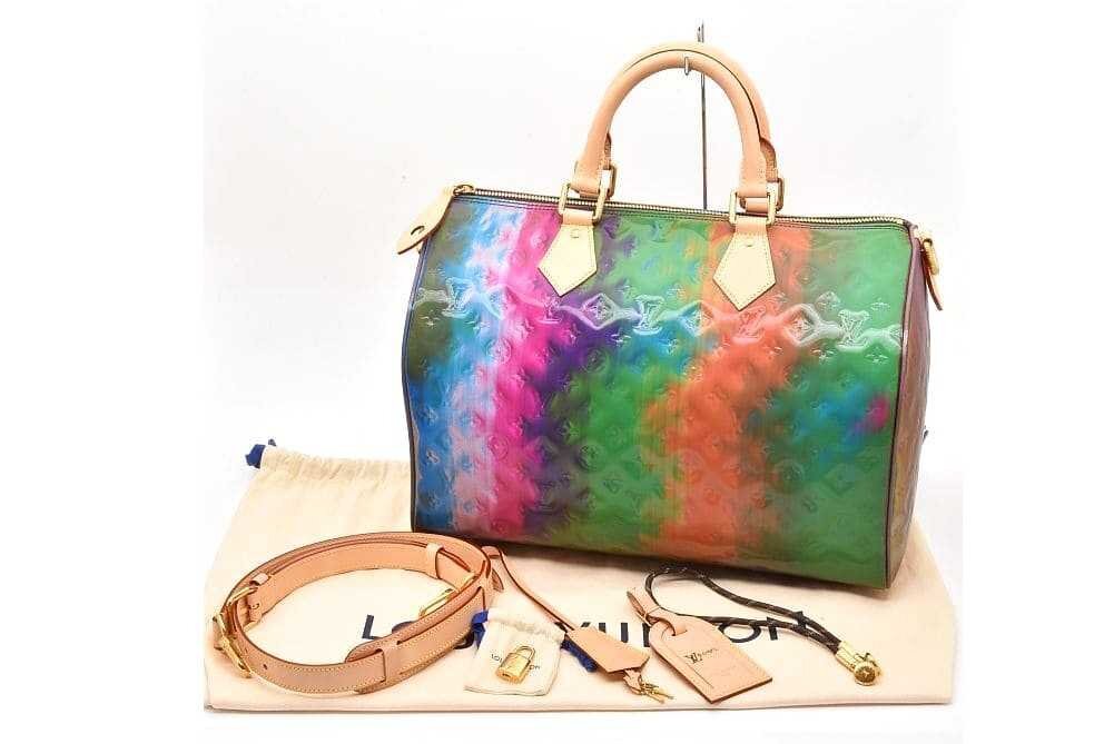Louis Vuitton Speedy 40 Bandouliere M14137 Multicolor Monogram Vinyl-Coated Canvas Travel Bag