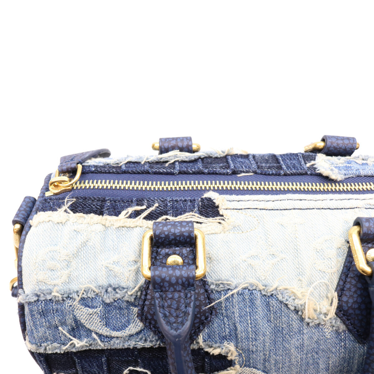 Louis Vuitton Speedy Bandouliere 25 M15276 Stonewashed Denim Patchwork Boro Monogram Bag