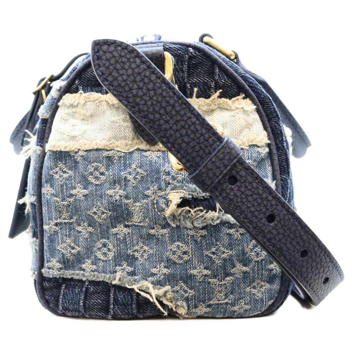 Louis Vuitton Speedy Bandouliere 25 M15276 Stonewashed Denim Patchwork Boro Monogram Bag