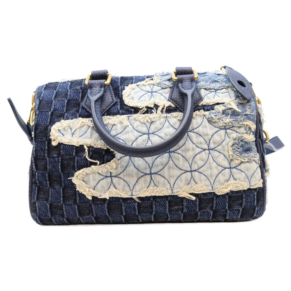 Louis Vuitton Speedy Bandouliere 25 M15276 Stonewashed Denim Patchwork Boro Monogram Bag