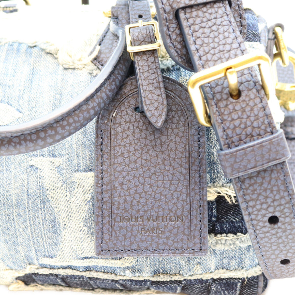 Louis Vuitton Speedy Bandouliere 25 M15276 Stonewashed Denim Patchwork Boro Monogram Bag