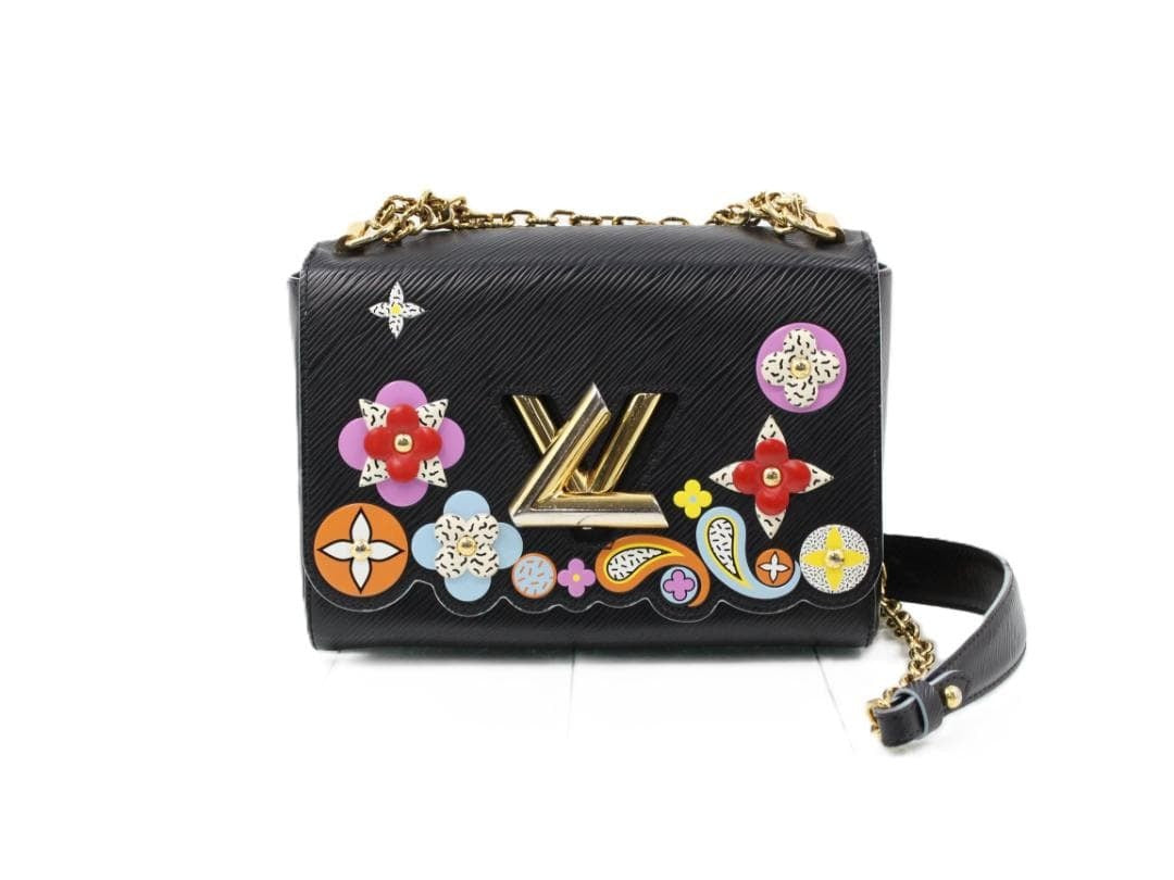 Louis Vuitton Twist MM M42454 Epi Chain Flower Print Noir Black Shoulder Bag