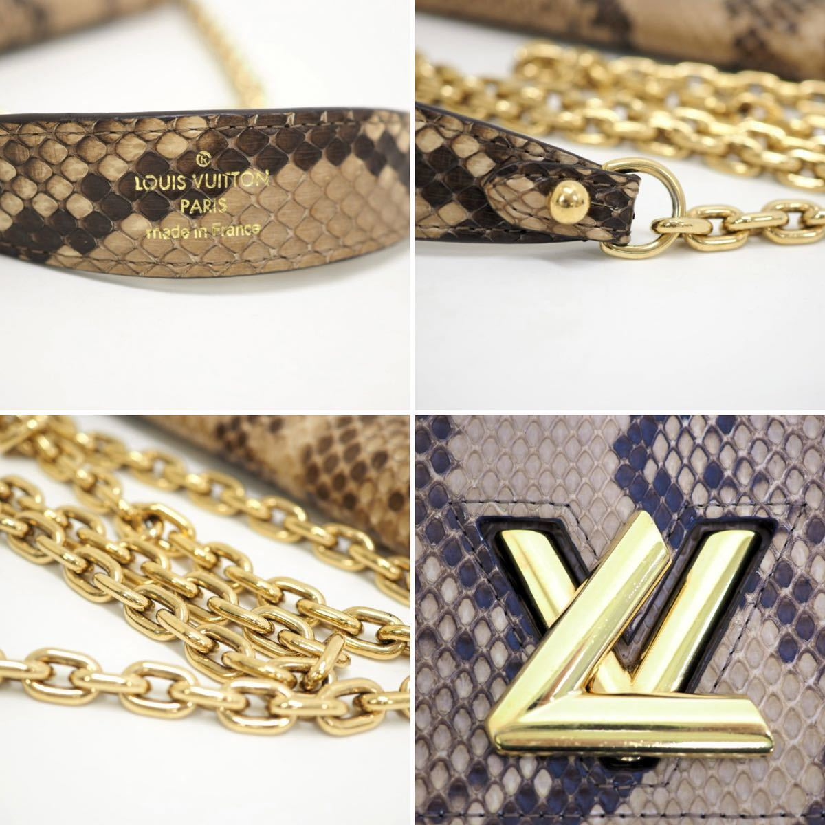 Louis Vuitton Twist Wallet on Chain Python Leather Brown Beige Gold 2015