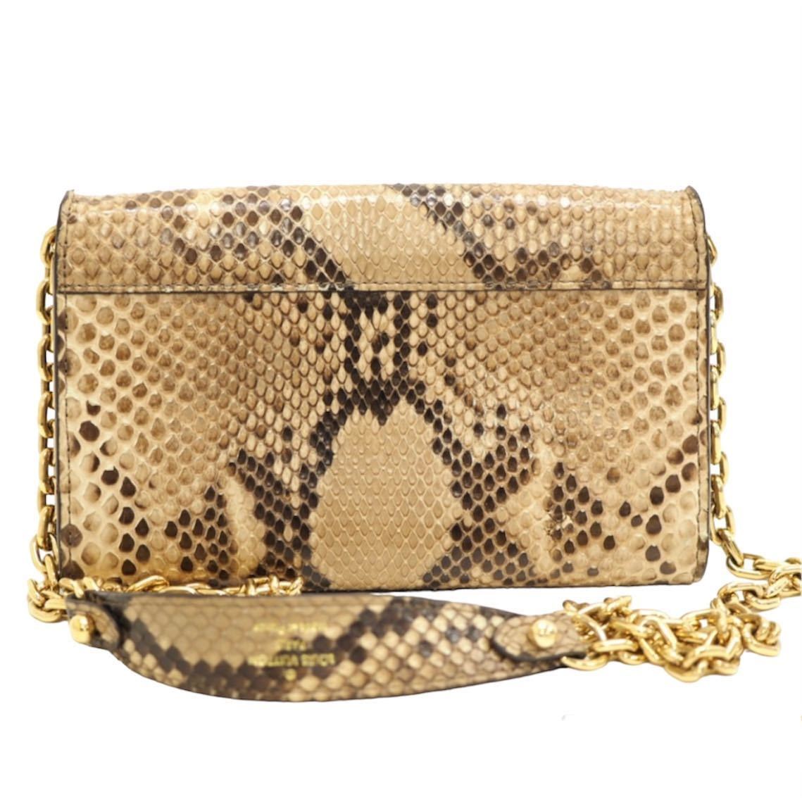 Louis Vuitton Twist Wallet on Chain Python Leather Brown Beige Gold 2015