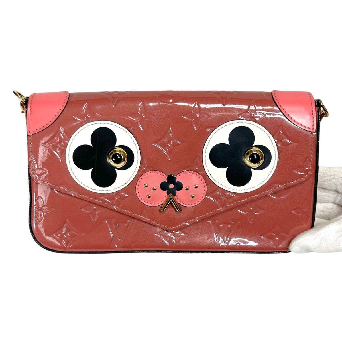 Louis Vuitton Valentine Dog Pochette Félicie Monogram Vernis Pink Chain Wallet