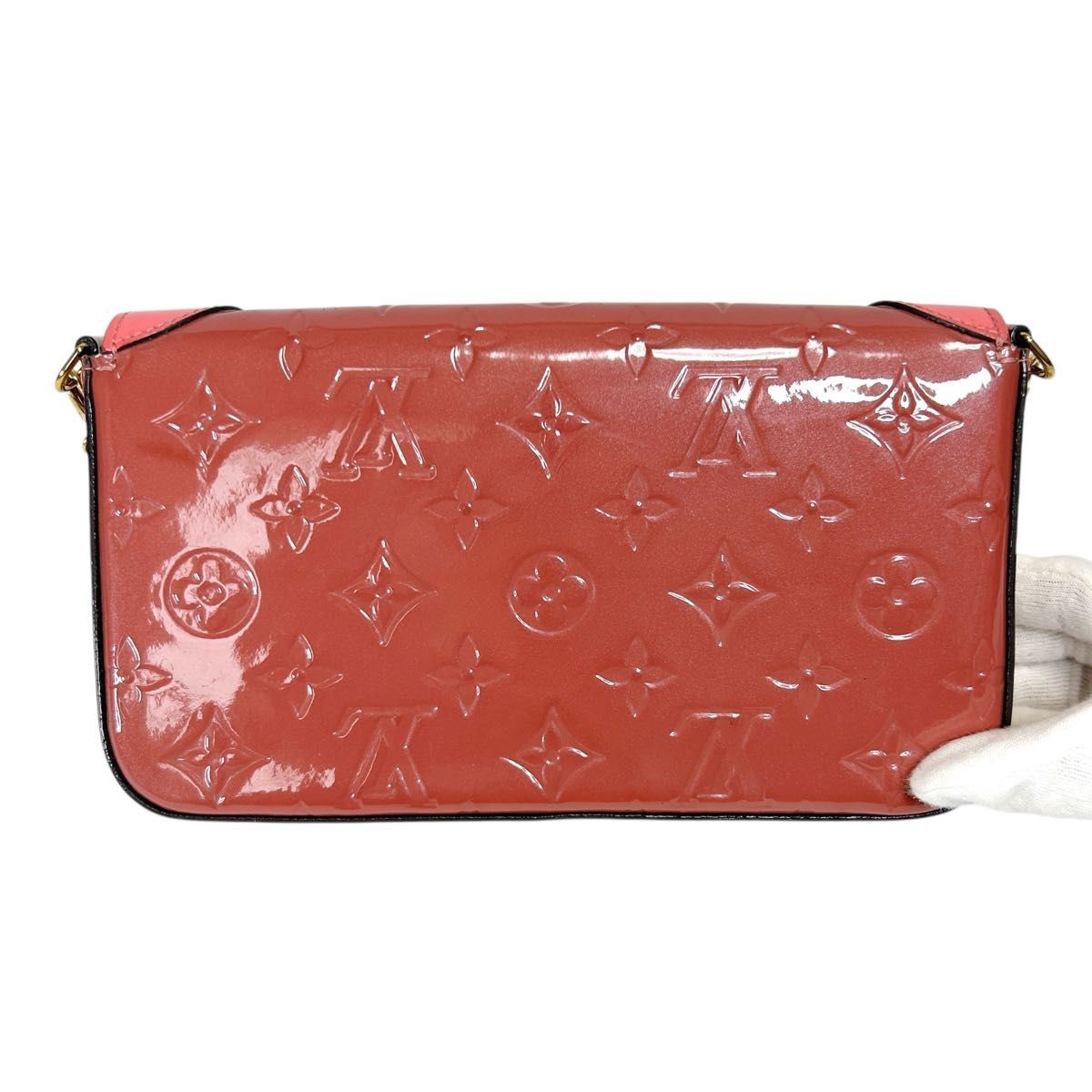Louis Vuitton Valentine Dog Pochette Félicie Monogram Vernis Pink Chain Wallet