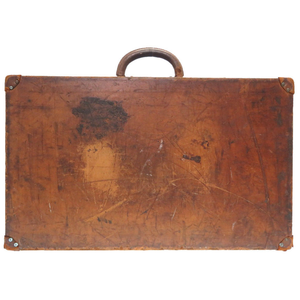 Louis Vuitton Vintage Leather Trunk 60 Brown – Antique LV Travel Case with Stickers & Heavy Patina (Rare Collector Trunk)