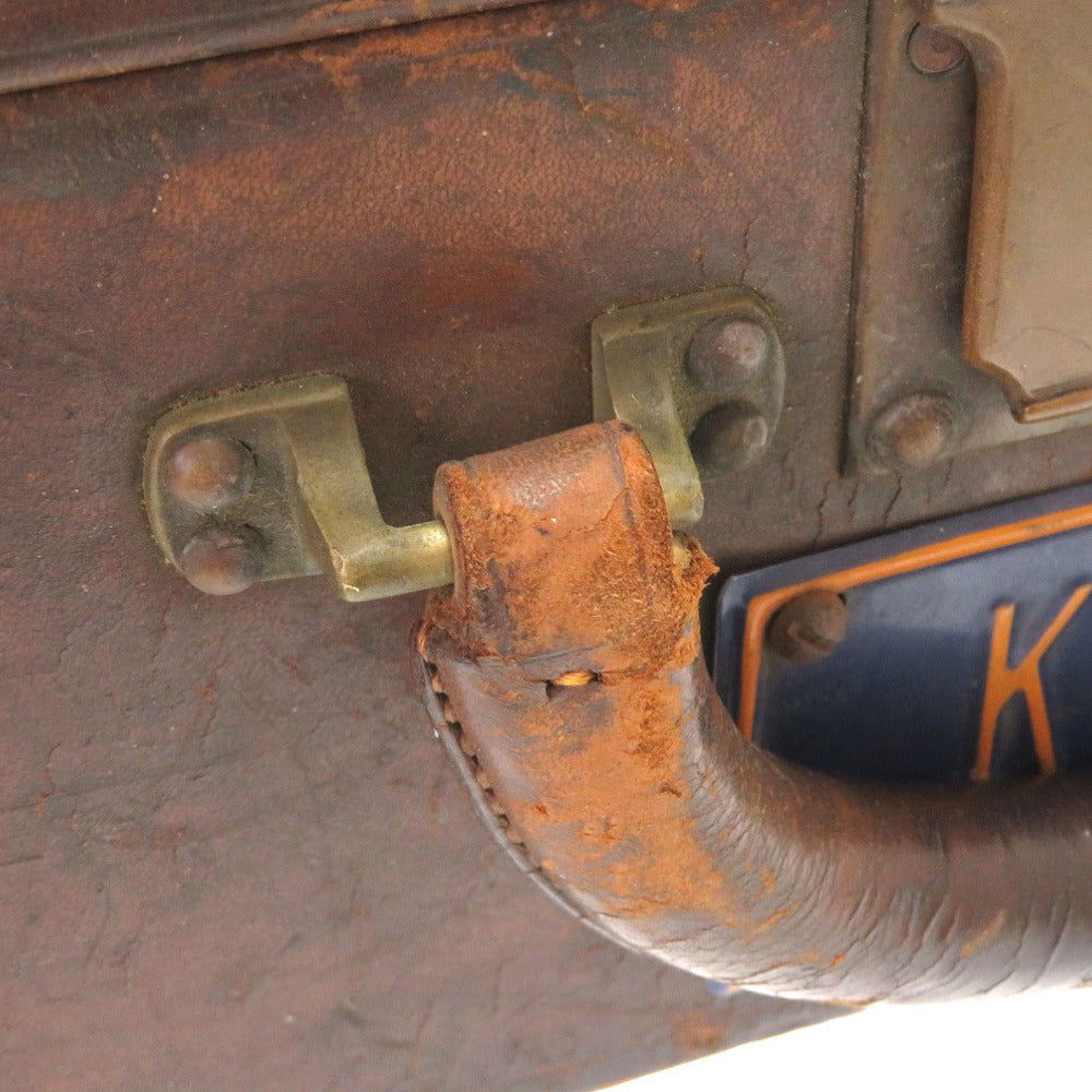 Louis Vuitton Vintage Leather Trunk 60 Brown – Antique LV Travel Case with Stickers & Heavy Patina (Rare Collector Trunk)