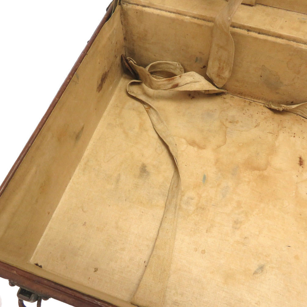 Louis Vuitton Vintage Leather Trunk 60 Brown – Antique LV Travel Case with Stickers & Heavy Patina (Rare Collector Trunk)