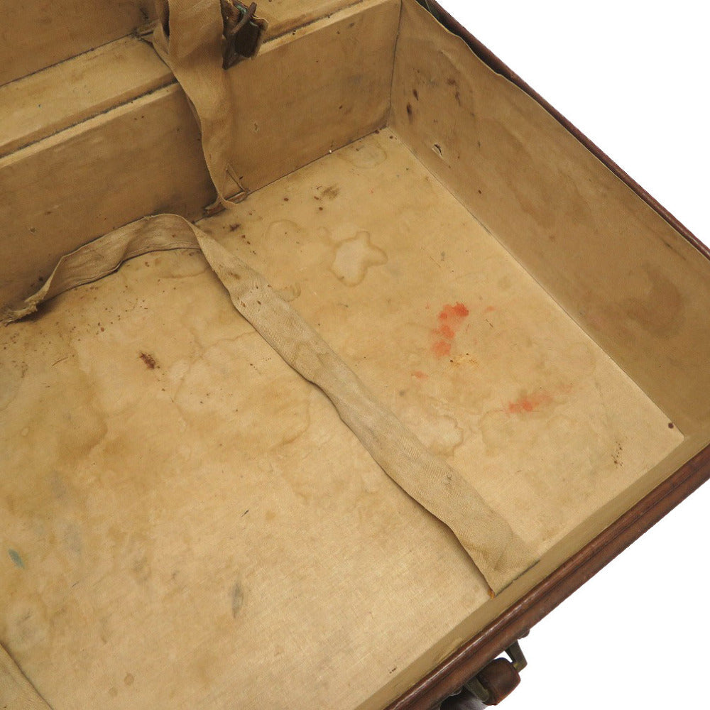 Louis Vuitton Vintage Leather Trunk 60 Brown – Antique LV Travel Case with Stickers & Heavy Patina (Rare Collector Trunk)
