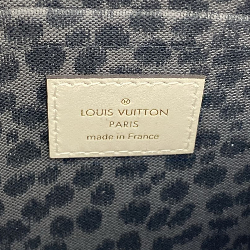 Louis Vuitton Wild at Heart Neverfull MM M45819 Cream Monogram Leopard Tote Bag with Pouch