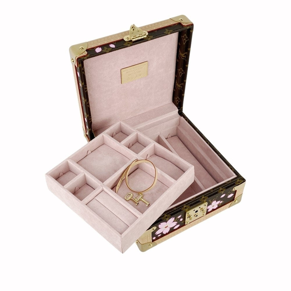 Unused Louis Vuitton Sakura Jewelry Case, Takashi Murakami Sakura Monogram Gold, M14039