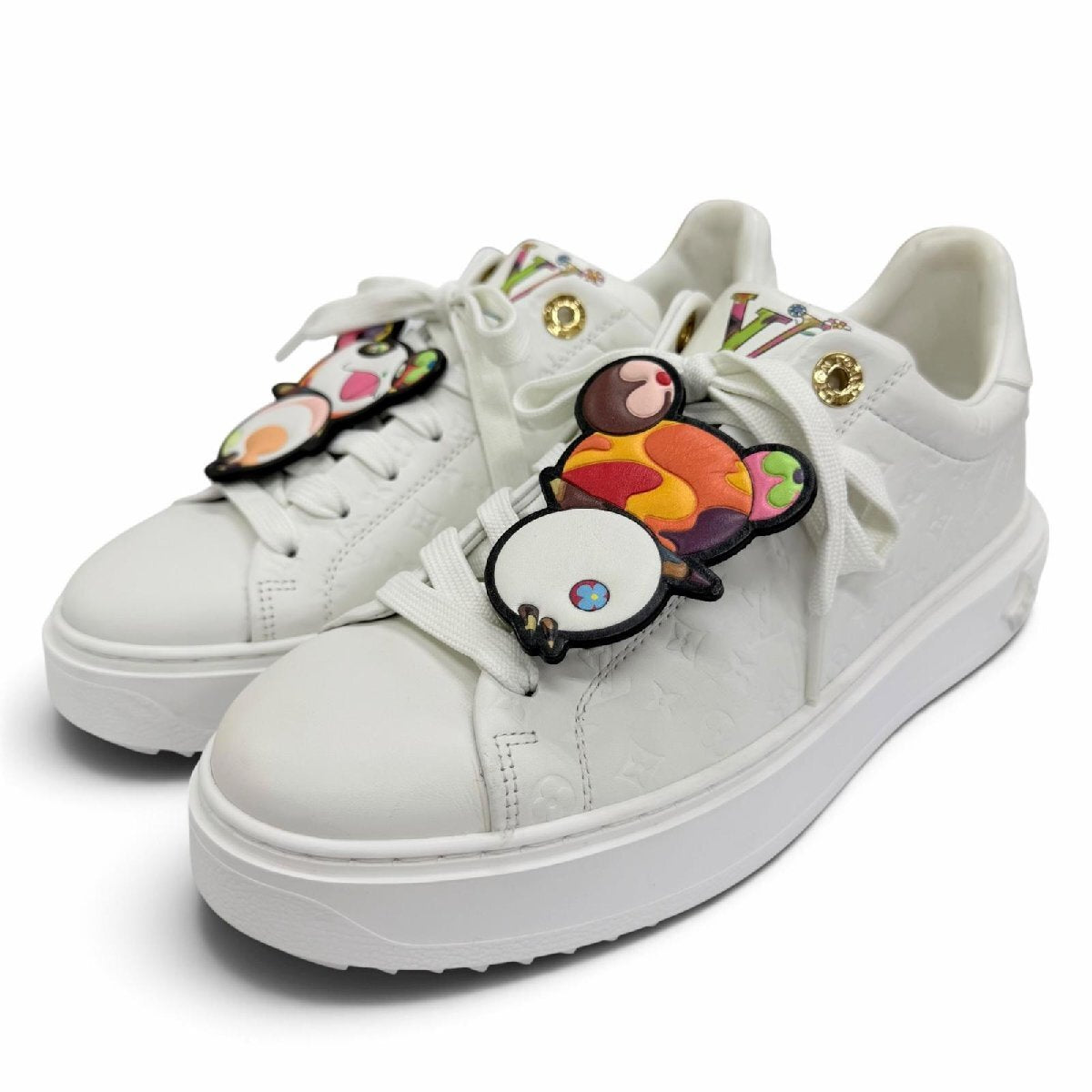 Louis Vuitton x Takashi Murakami LV x TM Time Out Sneaker White Panda Monogram 1AGZGR Size 42