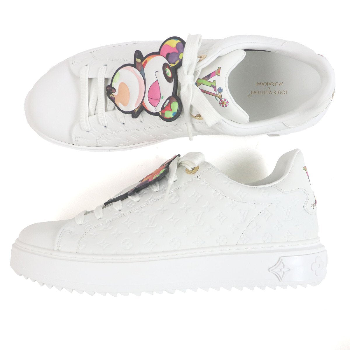 Louis Vuitton x Takashi Murakami LV x TM Time Out Sneaker White Panda Monogram 1AGZGR Size 42