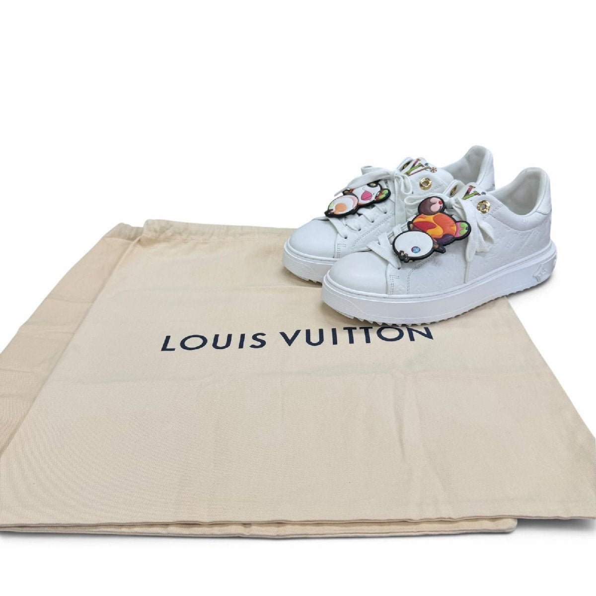 Louis Vuitton x Takashi Murakami LV x TM Time Out Sneaker White Panda Monogram 1AGZGR Size 42