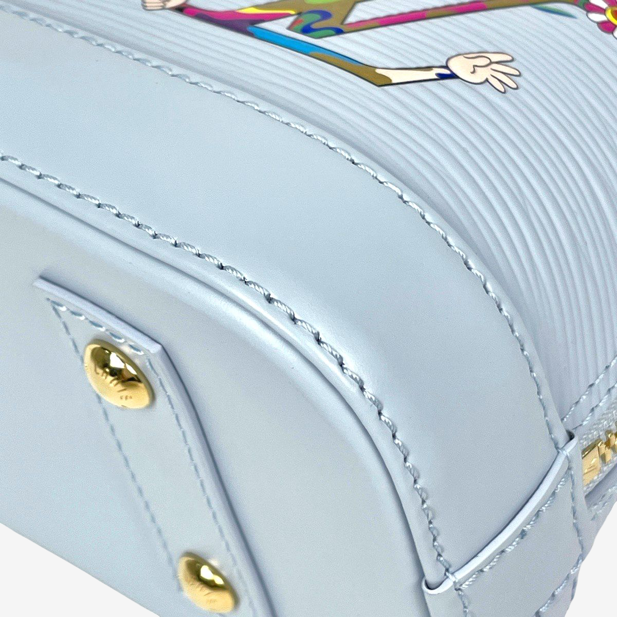 Louis Vuitton x Takashi Murakami Alma BB Washed Blue Epi Panda Charm Rare Archive Collaboration Bag M14197