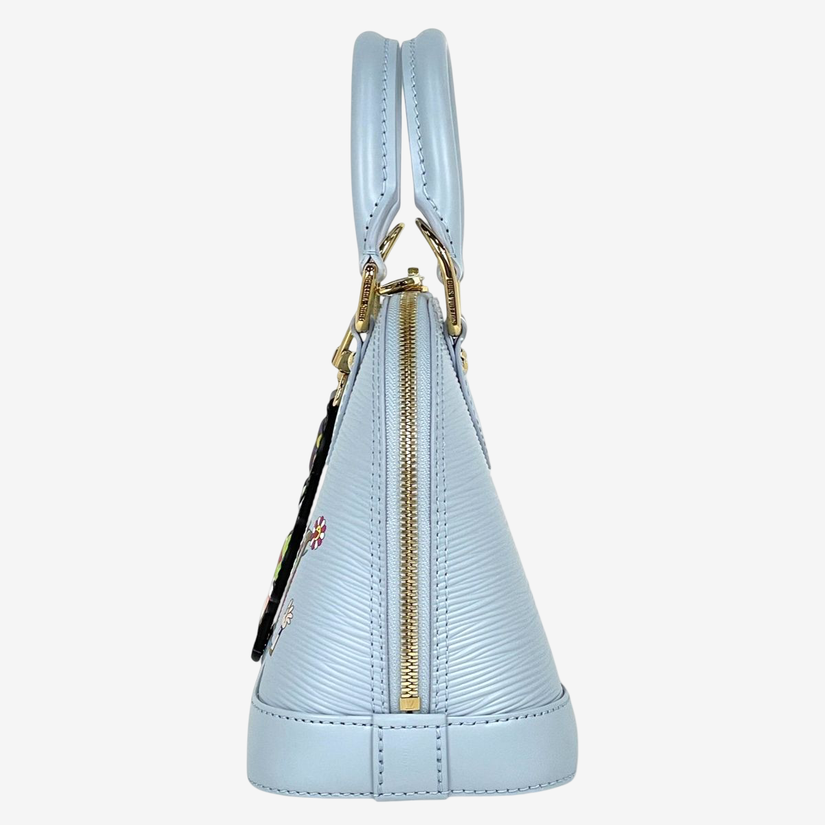 Louis Vuitton x Takashi Murakami Alma BB Washed Blue Epi Panda Charm Rare Archive Collaboration Bag M14197
