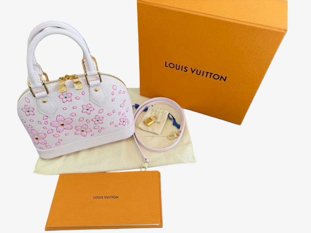 Louis Vuitton x Takashi Murakami Alma BB Washed Blue Epi Panda Charm Rare Archive Collaboration Bag M14197