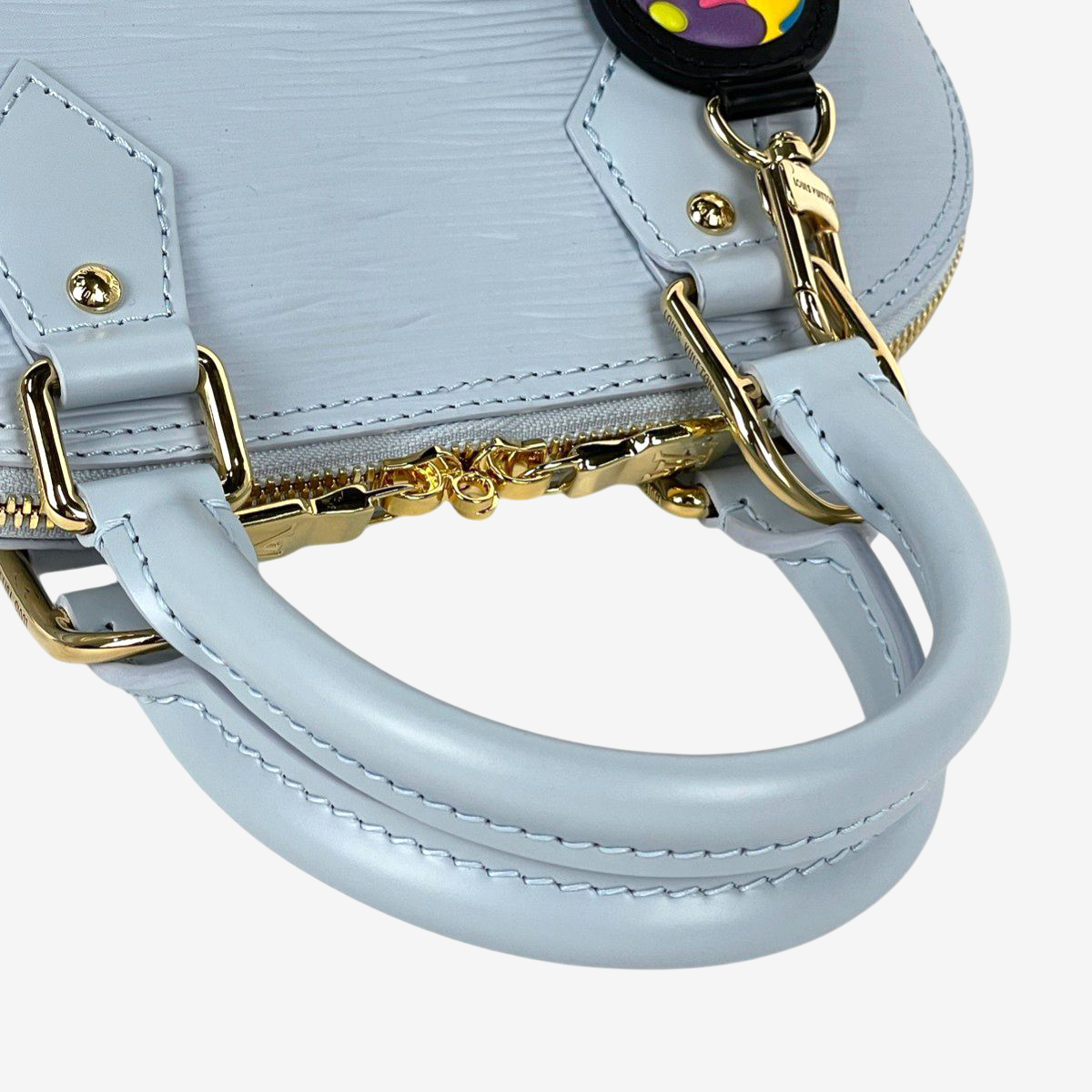Louis Vuitton x Takashi Murakami Alma BB Washed Blue Epi Panda Charm Rare Archive Collaboration Bag M14197