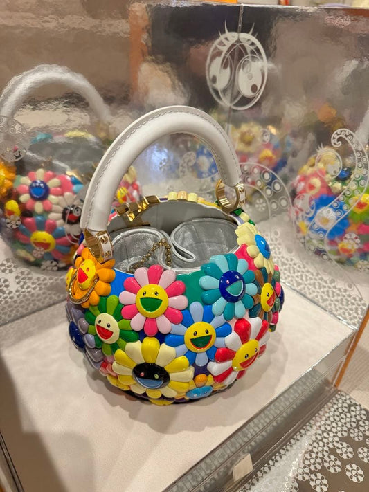 Louis Vuitton x Takashi Murakami Arty Capucines EW Rainbow Handbag N89666 ED258/380 Mink Fur Art Basel Paris Collector Piece