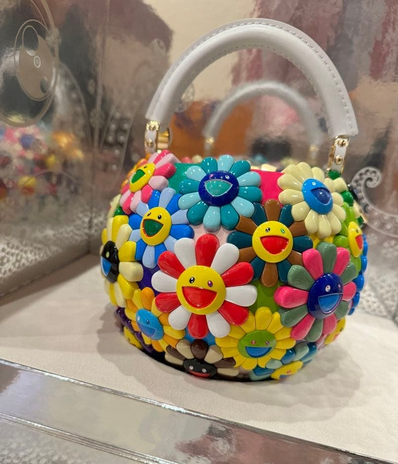 Louis Vuitton x Takashi Murakami Arty Capucines EW Rainbow Handbag N89666 ED258/380 Mink Fur Art Basel Paris Collector Piece