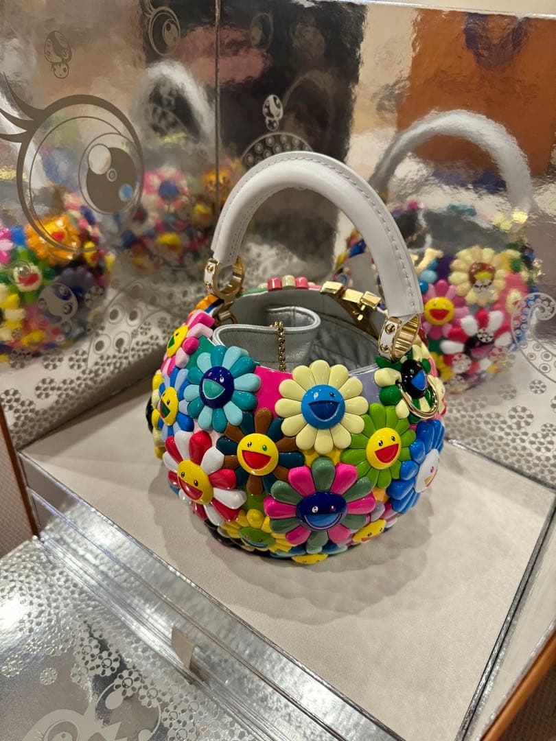 Louis Vuitton x Takashi Murakami Arty Capucines EW Rainbow Handbag N89666 ED258/380 Mink Fur Art Basel Paris Collector Piece